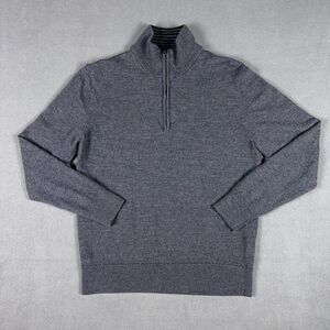 UNTUCKit Sweater Mens Medium Grey Zip 100%‎ Merino Wool Belguardo Runs Small